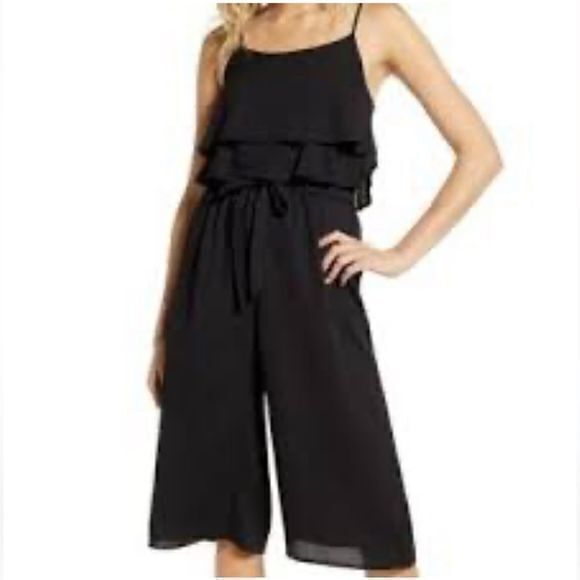 One Clothing Los Angeles Black Sleeveless Crop Leg Jumpsuit Size Medium - Picture 1 of 7